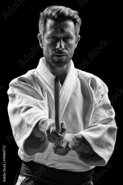 Obraz low key portrait of aikido master