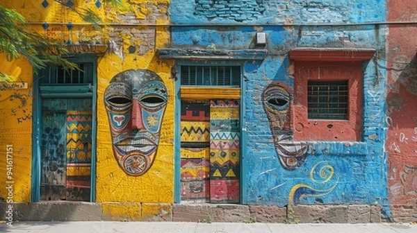 Obraz Capture the vibrant street art and colorful buildings in the historic neighborhood of La Boca in Buenos Aires, Argentina. Shot with Sony lens