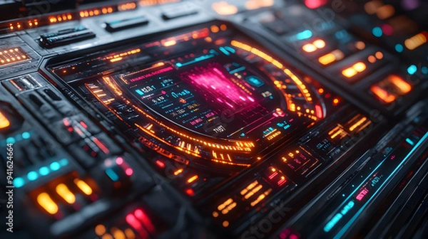 Obraz Futuristic Technology Interface 3D Illustration