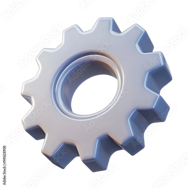 Fototapeta gear wheel 3d render icon isolated on transparent background cutout