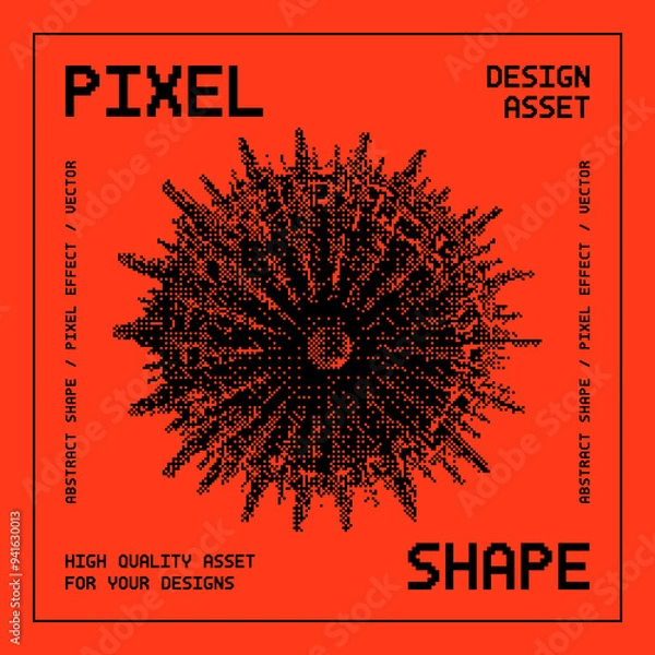 Fototapeta Abstract vector shape with bitmap dither effect