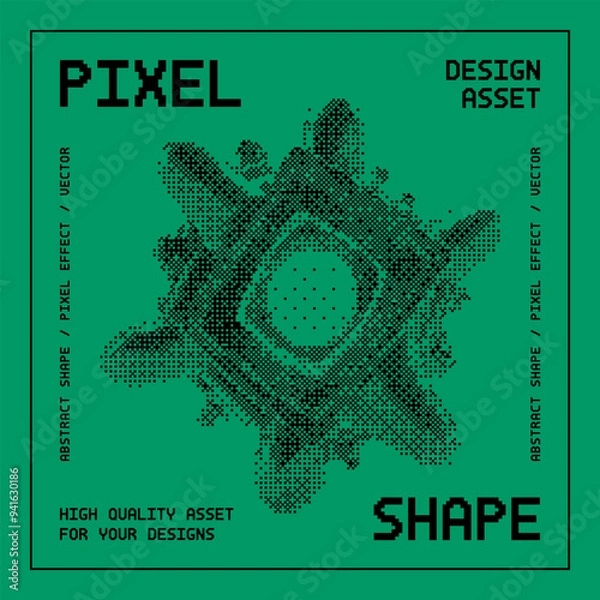 Fototapeta Abstract vector shape with bitmap dither effect