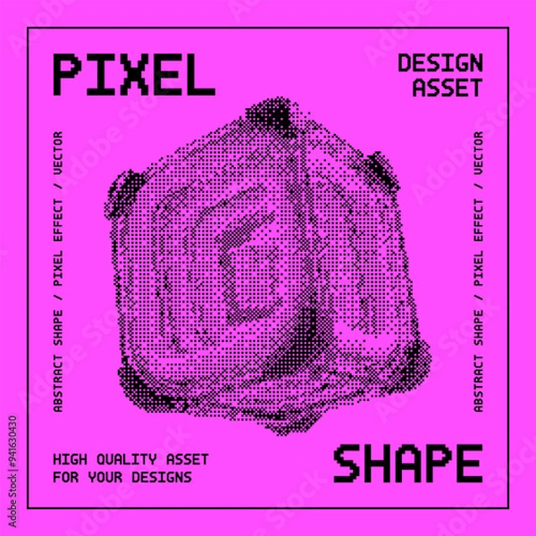 Fototapeta Abstract vector shape with bitmap dither effect