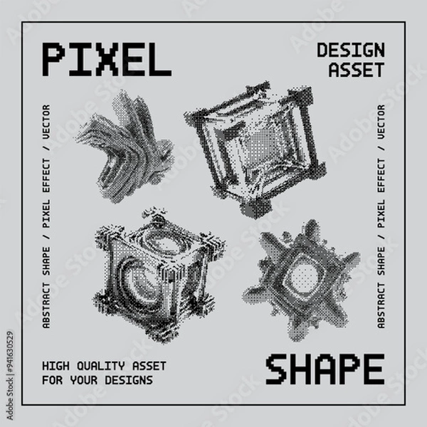 Fototapeta Abstract vector shape with bitmap dither effect