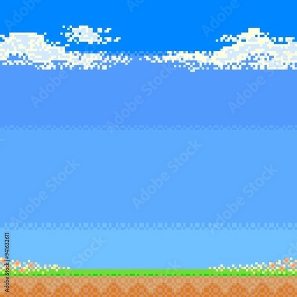 Obraz Game background, pixel art, wallpaper 