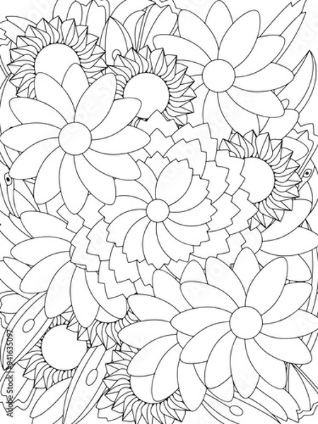 Fototapeta Flowers Coloring Book Pages Flowers Patterns