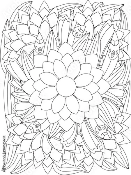 Obraz Flowers Coloring Book Pages Flowers Patterns