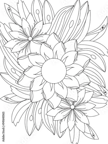 Obraz Flowers Coloring Book Pages Flowers Patterns