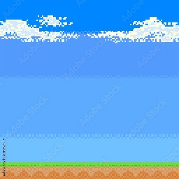 Obraz Pixel art landscape, Game background 