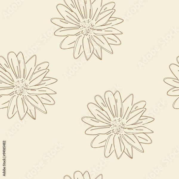 Fototapeta Seamless pattern with flowers.