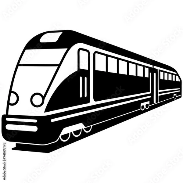 Fototapeta Minimalist Train Vector on White Background