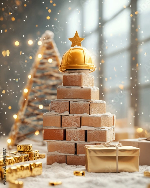 Obraz christmas wooden tree in the snow