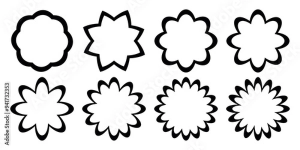 Fototapeta Flower icon set, vector line icon isolated. Cute round flower plant nature collection. Vector illustrator.