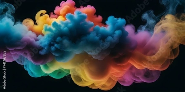Fototapeta Abstract background with rainbow smoke on black.
AI generated