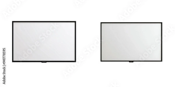 Fototapeta A flat screen TV mounted on a wall home electronics photorealistic sleek and modern isolated on white and transparent background