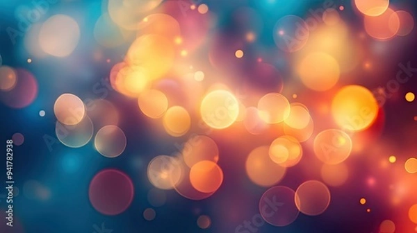 Fototapeta Abstract bokeh lights in soft focus, with warm and cool tones blending harmoniously