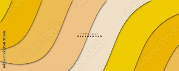 Fototapeta Papercut yellow background. Suitable for graphic design materials.