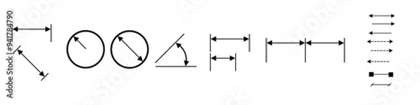 Fototapeta Dimensions Arrows. Vector Design Elements Set. Arrows Minimal. Arrow icon.