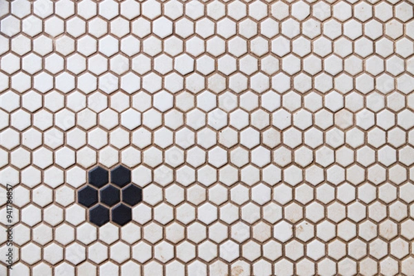 Fototapeta Black and white honeycomb grid tile background