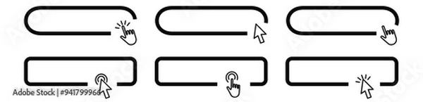 Fototapeta Click Blank Button with pointer clicking. Clicking the icon. Action button click here with click cursor. Vector illustration.