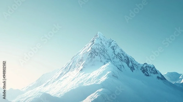 Fototapeta A snowy mountain peak against a crisp winter sky, with space for your message