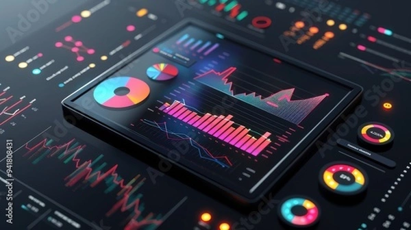Fototapeta Data Analytics Dashboard with Charts and Graphs