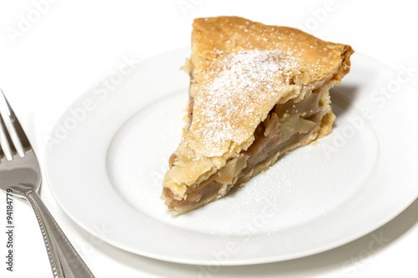 Obraz Slice of Apple Pie on a white plate