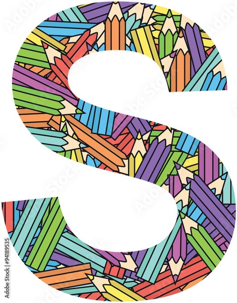 Obraz Letter S on color crayons background