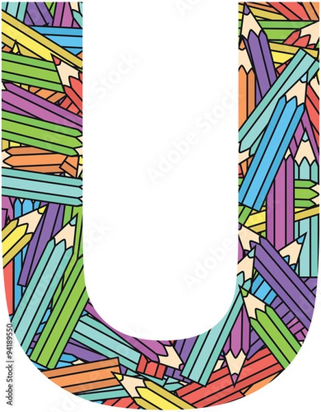 Obraz Letter U on color crayons background