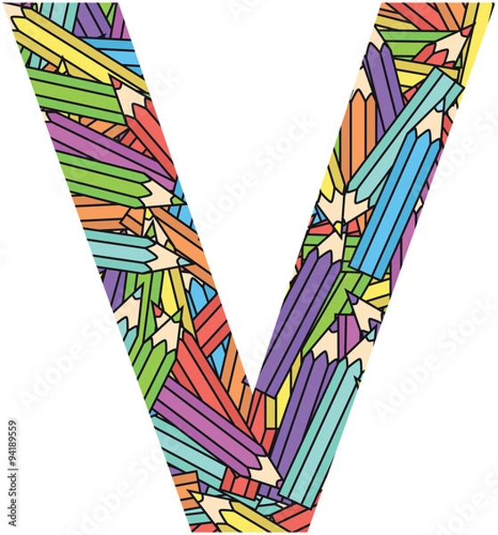 Obraz Letter V on color crayons background