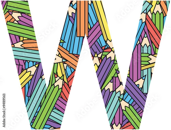 Obraz Letter W on color crayons background