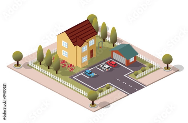 Obraz Vector Isometric House & Garage