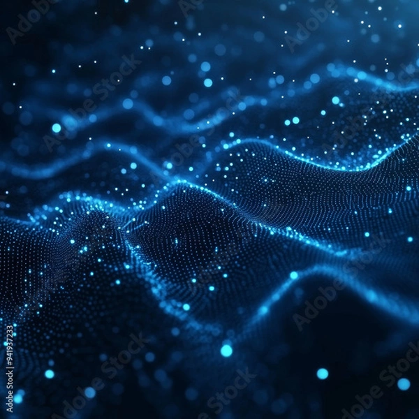 Fototapeta Abstract Blue Digital Wave