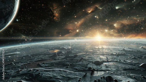 Obraz space hdri, seamless 360 space environment, in the style of star trek