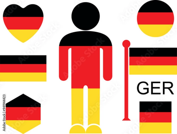 Obraz German flag. Isolated German flag on white background