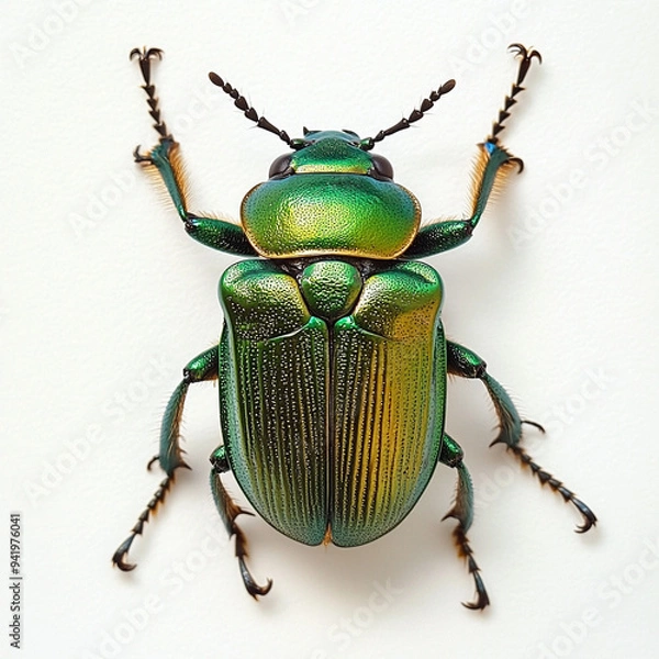 Obraz green beetle isolated on white background