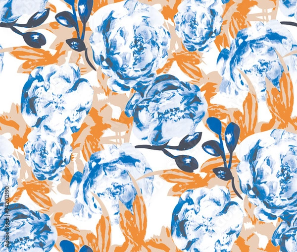 Fototapeta flower pattern texture print,repeat design pattern for textile printing factory