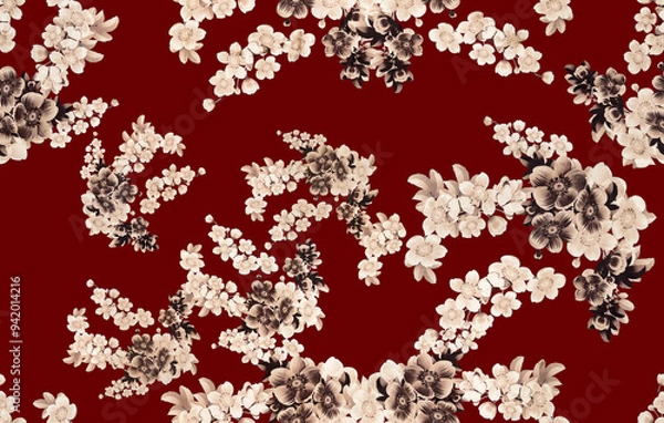 Fototapeta flower pattern texture print,repeat design pattern for textile printing factory