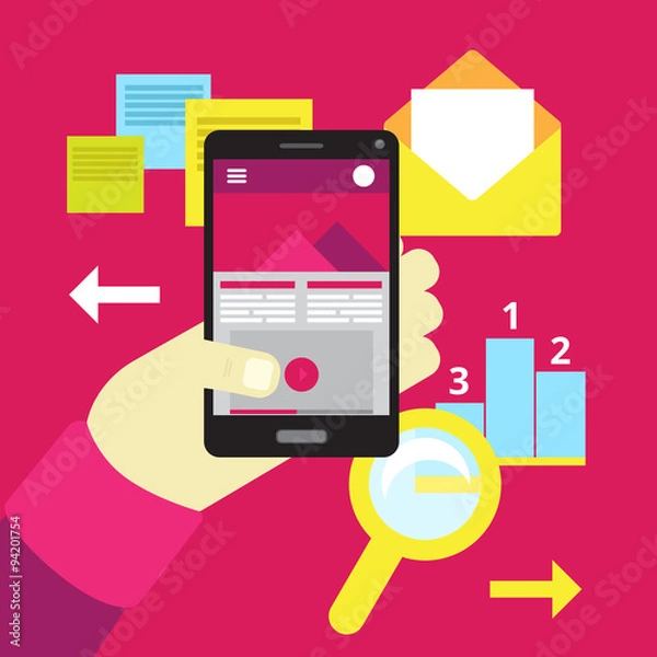 Fototapeta Using a mobile phone in modern life, modern technology