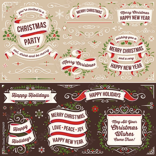 Obraz Large Collection of Christmas Design Elements