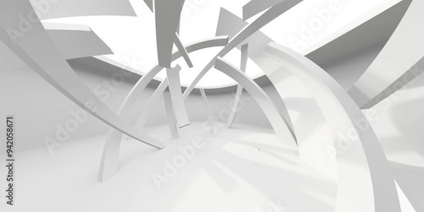 Fototapeta Minimalistic room space. White clean empty architecture interior