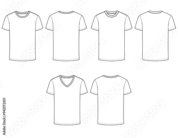 Obraz Standard Fit Womens Basic T-shirt technical flats vector file editable	