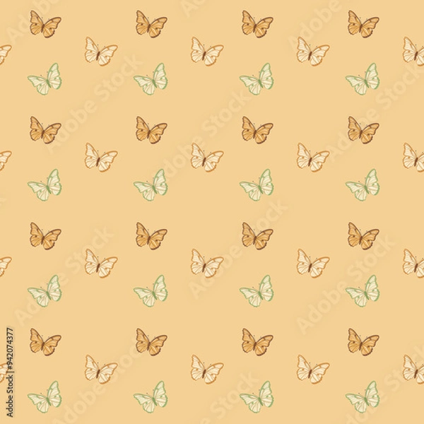 Fototapeta Seamless pattern with butterflies