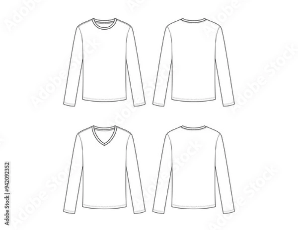 Obraz Women's Standard fit long sleeve T-shirt technical package flats AI file editable Vector