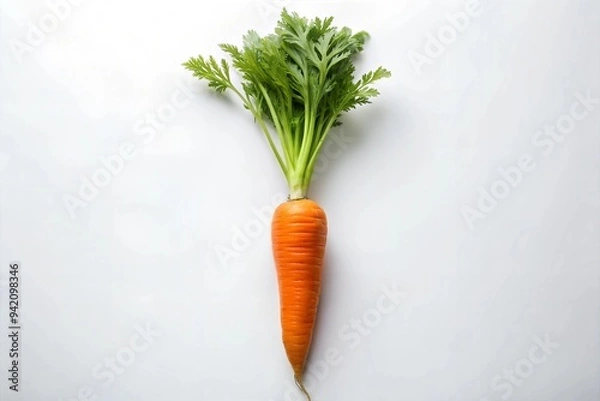 Fototapeta Cenital view carrot on white background
