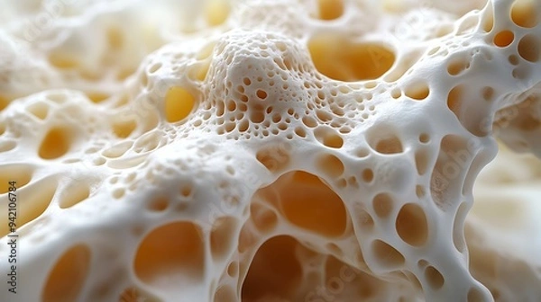Obraz Abstract texture of porous white material with a honeycomb-like structure.