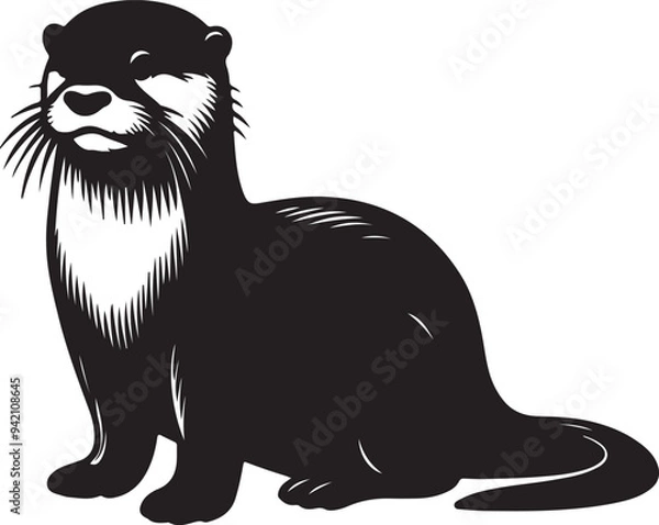 Fototapeta otter silhouette vector style with White Background