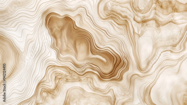 Fototapeta Visual Topography 3D Earth Pattern. Digital Topographic Papercut. Geodesy Woodcraft Carving Design. Line Art Topography Brochure Background. Latitude Longitude Terrain Cartography Linear Land Map.