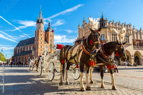 Obraz Wózki konne na Main Square w Krakow