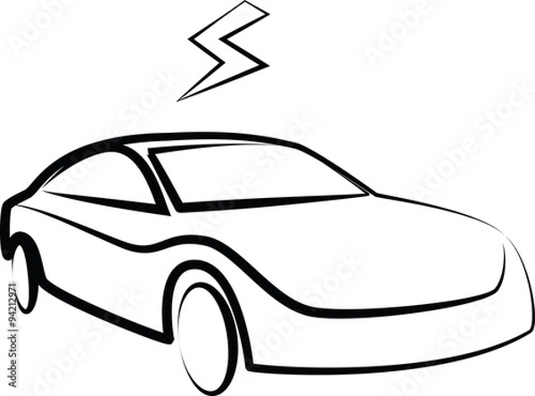 Obraz modern electric car silhouette. electric car  illustration